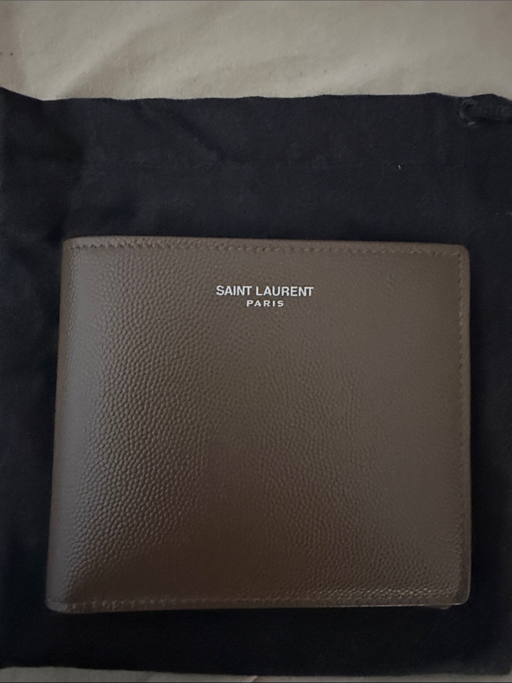Saint Laurent Tan Pebbled Leather Bi-Fold Wallet